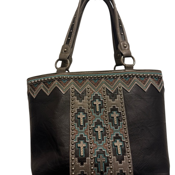 Montana West Tote Bag with Ethnic Detailing NWT Montana West embellished cross - Picture 13 of 16